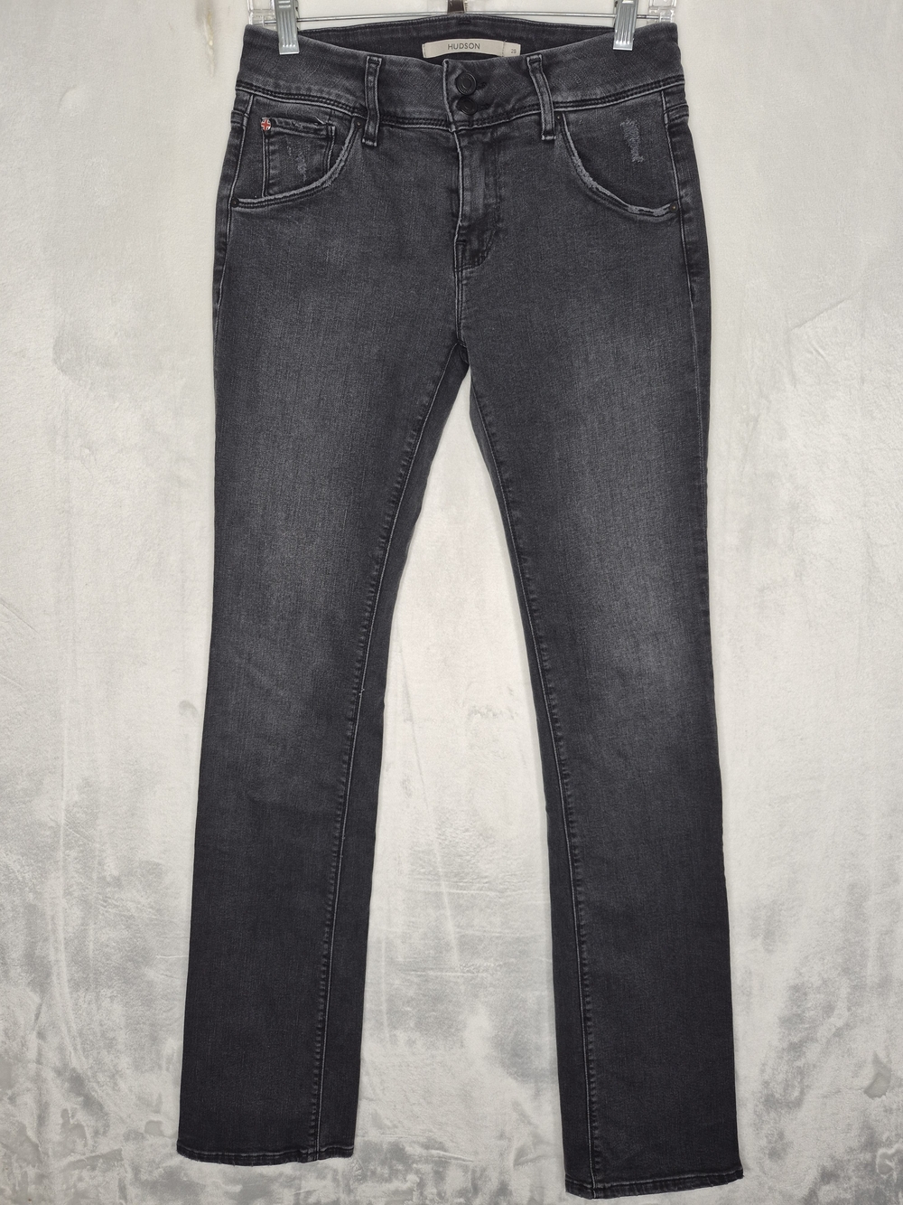 Hudson Beth Low Rise Baby Bootcut Jeans Washed Charcoal Grey Womens Size 28